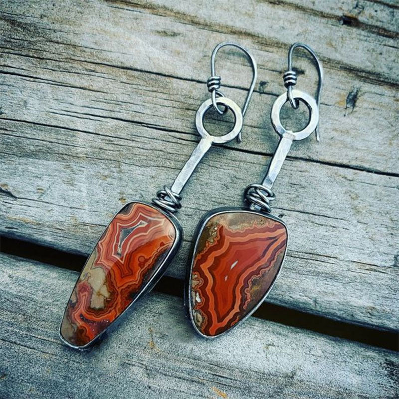 Wholesale Creative Flower Inlaid Purple Diamond Luxury Antique Silver Round Swing Earrings